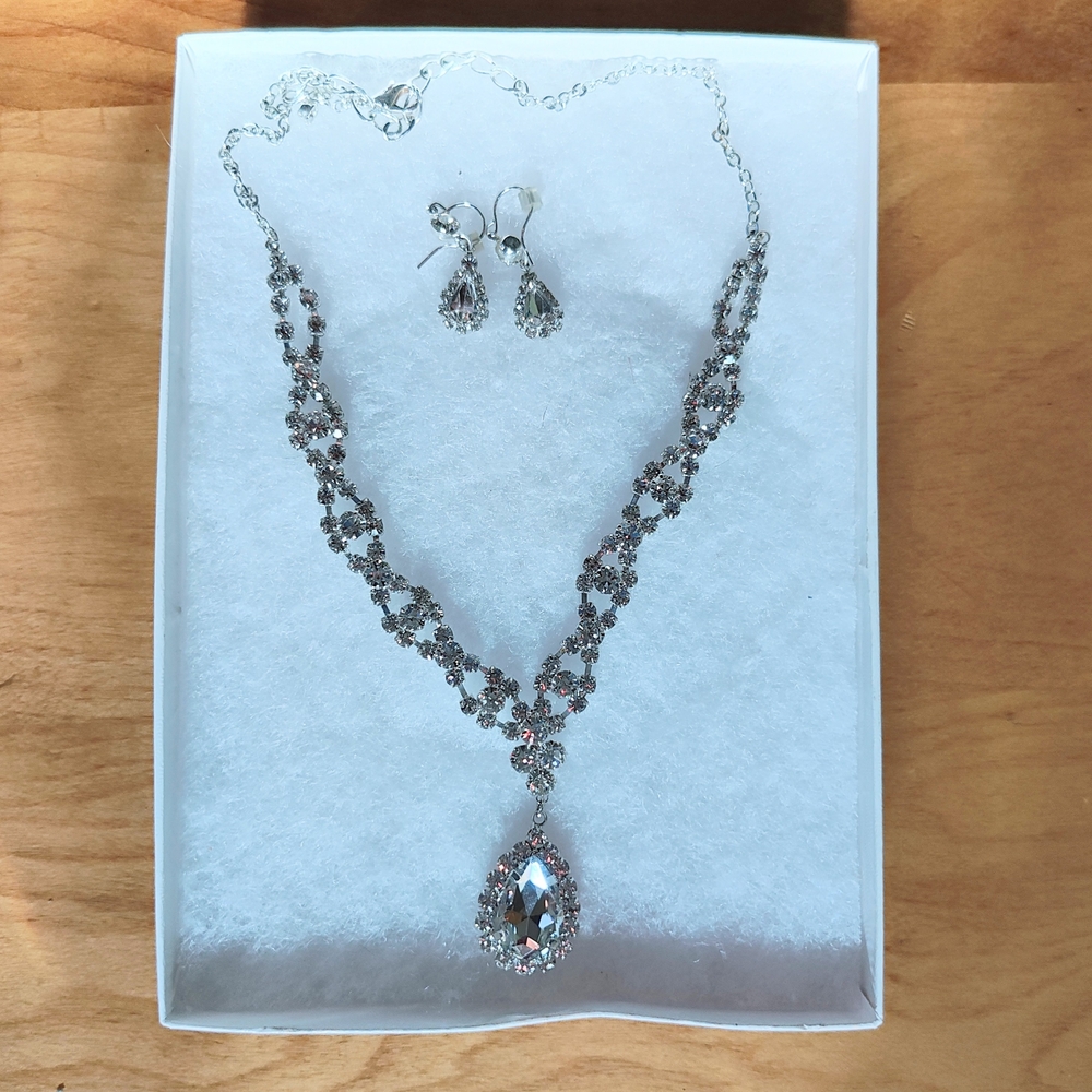 Elegant Silver Necklace and Earring Set